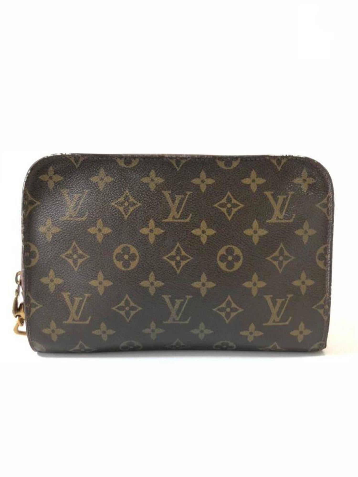 Women's Louis Vuitton Orsay Monogram Wrislet 232062 Brown Coated Canvas Clutch For Sale