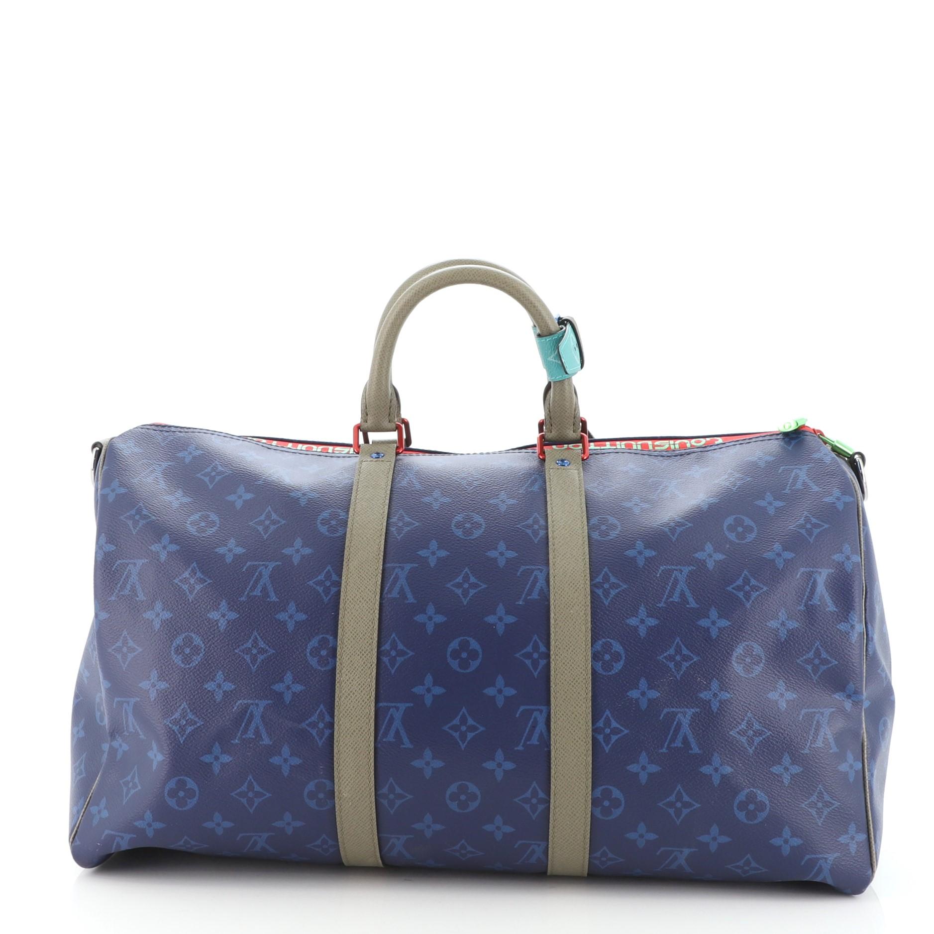 Gray Louis Vuitton Outdoor Keepall Bandouliere Bag Limited Edition Monogram Pacific