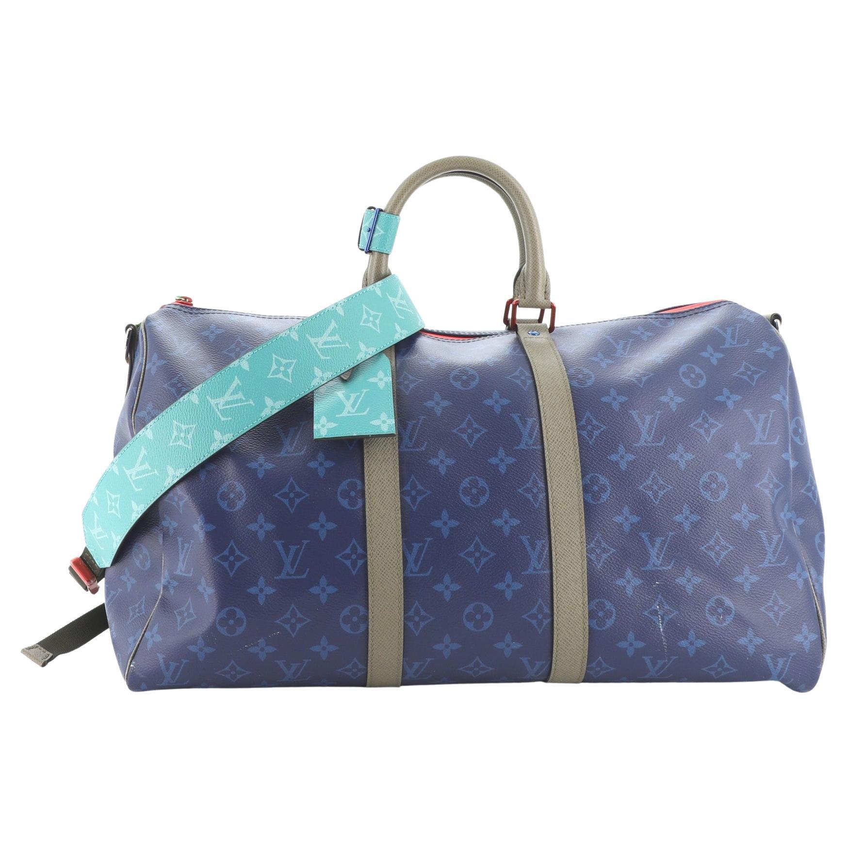 Louis Vuitton Keepall Bandouliere Monogram Outdoor 45 Pacific Blue Man  Handbag