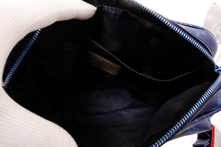 Blue Louis Vuitton Outdoor Messenger Bag PM with blue hardware, adjustable strap