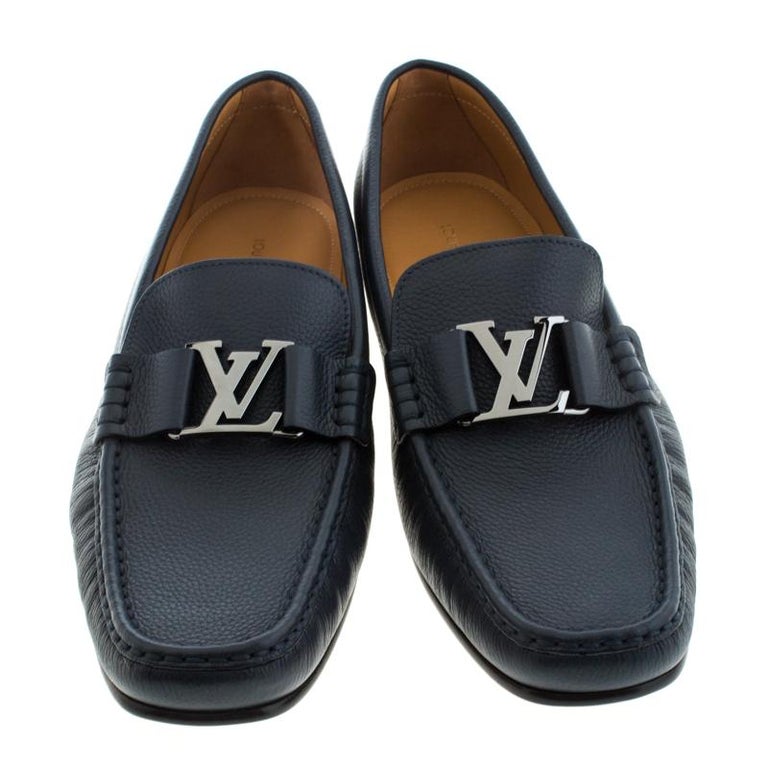 Louis Vuitton Oxford Blue Leather Monte Carlo Loafers Size 43 For Sale ...