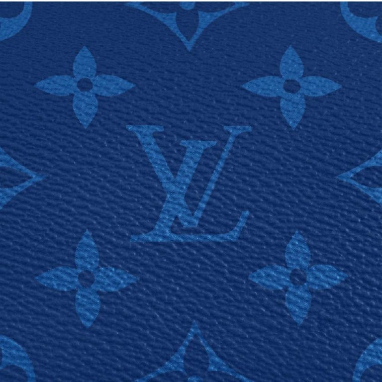 Louis Vuitton Pacific Blue Taiga Cowhide Leather Keepall Bandouliere 50 For Sale 2