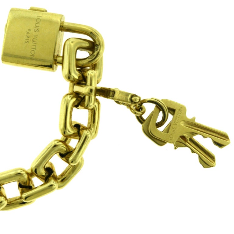 Louis Vuitton Gold Keys and Padlock Bracelet at 1stDibs