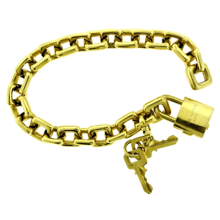 Louis Vuitton Padlock and Keys Heavy Charm Bracelet in Yellow Gold For Sale at 1stdibs