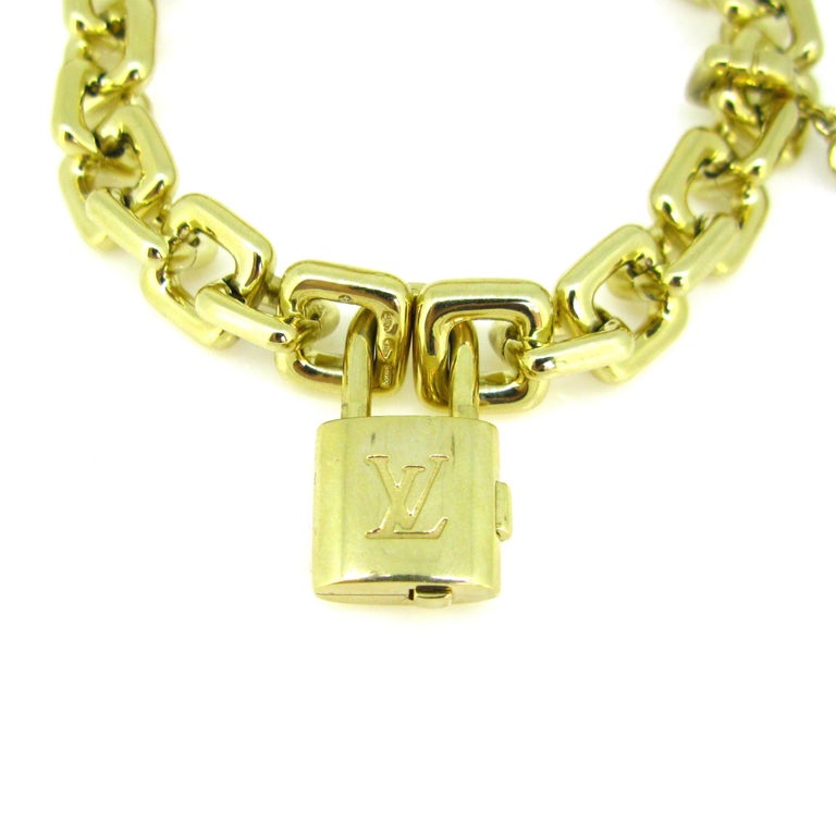 Louis Vuitton Padlock Key Onyx Bag Yellow Gold Charm Link Bracelet at ...