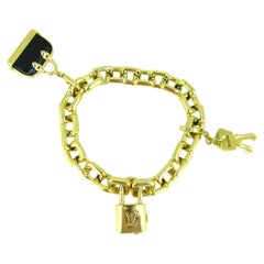 Louis Vuitton Padlock Key Onyx Bag Yellow Gold Charm Link Bracelet