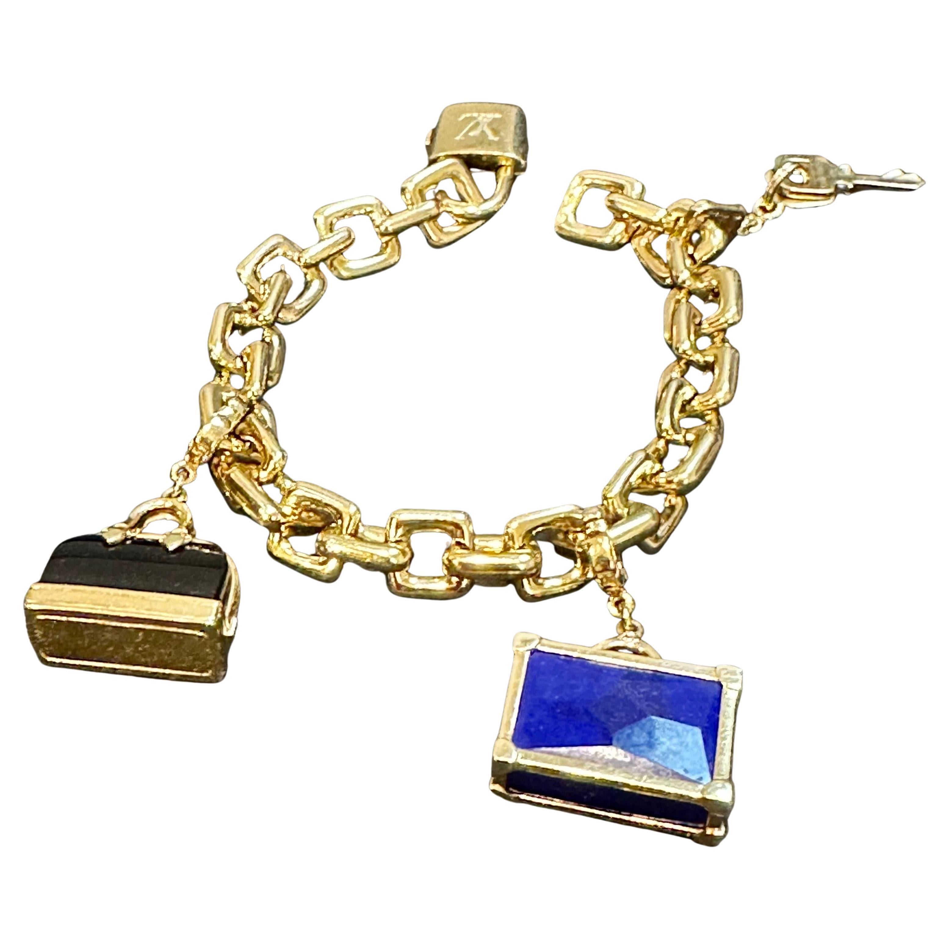 Louis Vuitton Padlock & Keys+ Two Bags Charm Yellow Gold Bracelet 125.7 Gm 18 KG
