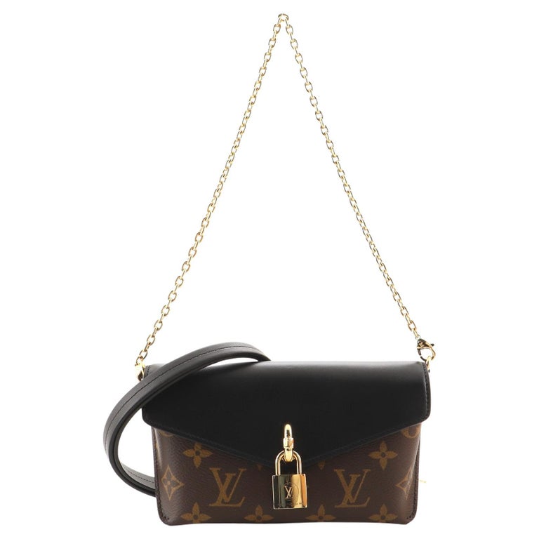 Louis Vuitton Black and Monogram Padlock on Strap Handbag