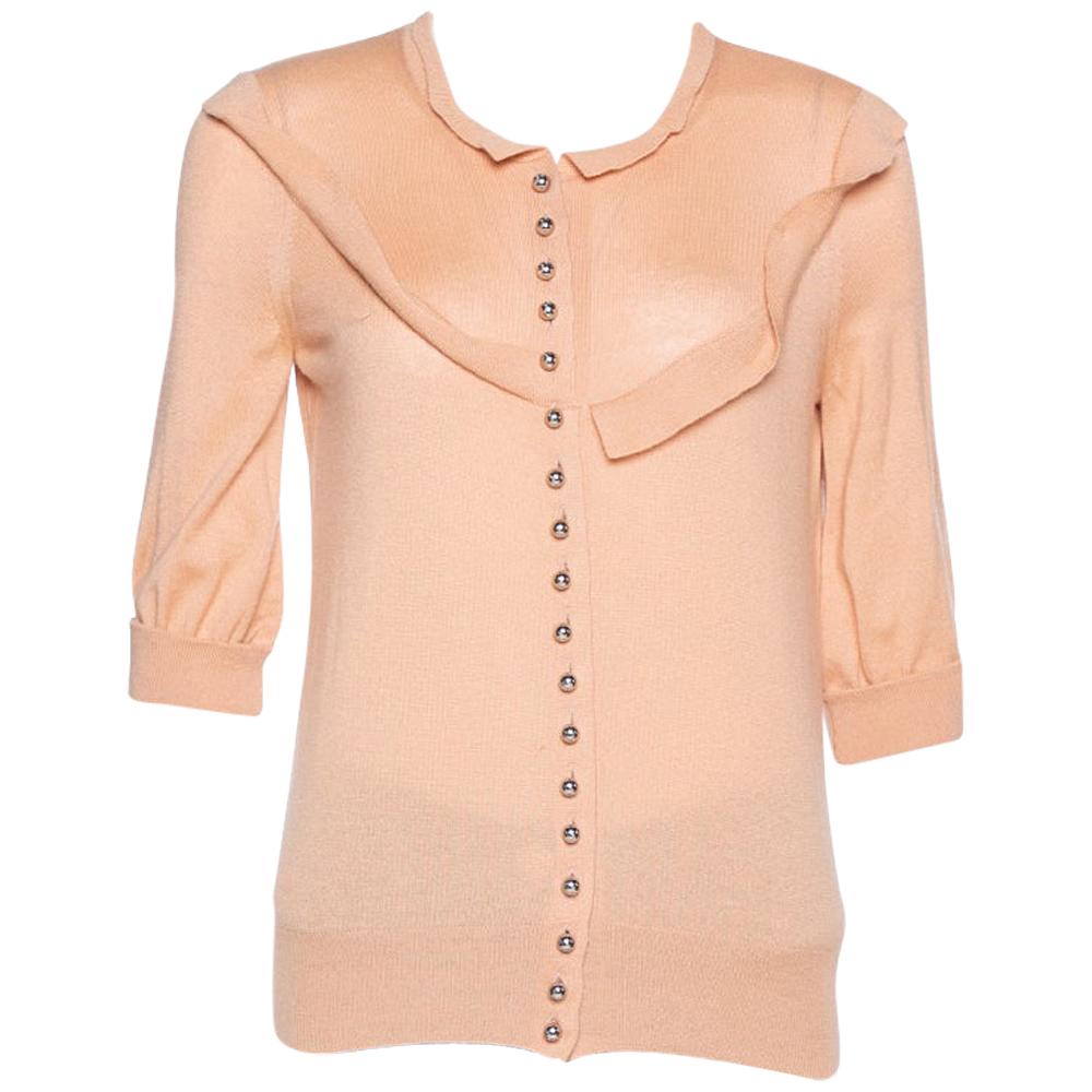 Louis Vuitton Pale Orange Cashmere Button Front Cardigan S