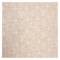 Louis Vuitton Pale Pink & Gold Monogram Print Silk Scarf