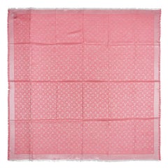 Louis Vuitton Pale Pink Monogram Large Square Scarf In Silk And Wool 
