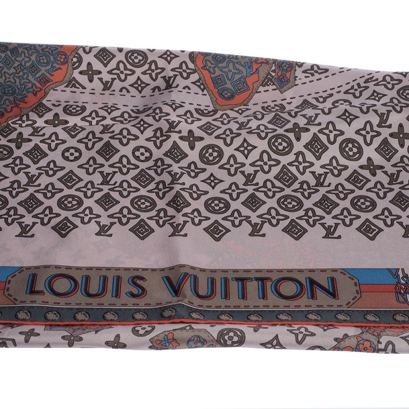 Smartly made from silk, this Louis Vuitton scarf features a 'monogram world map' print all over. It is finished with hemmed edges. Make this gorgeous pale pink scarf yours today, and flaunt it like a fashionista!

Includes
Original Box,  Original