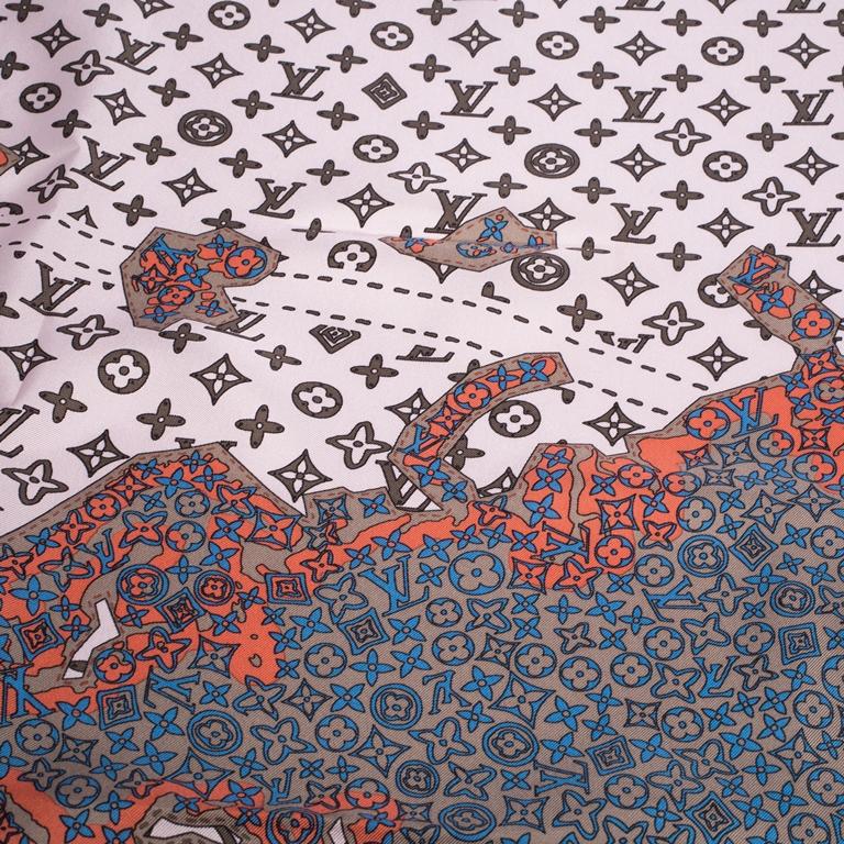 LOUIS VUITTON World Map Printed Square Silk Scarf