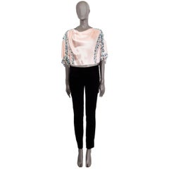 LOUIS VUITTON pale pink silk EMBROIDERE LACE TRIM CROP Shirt 38 S