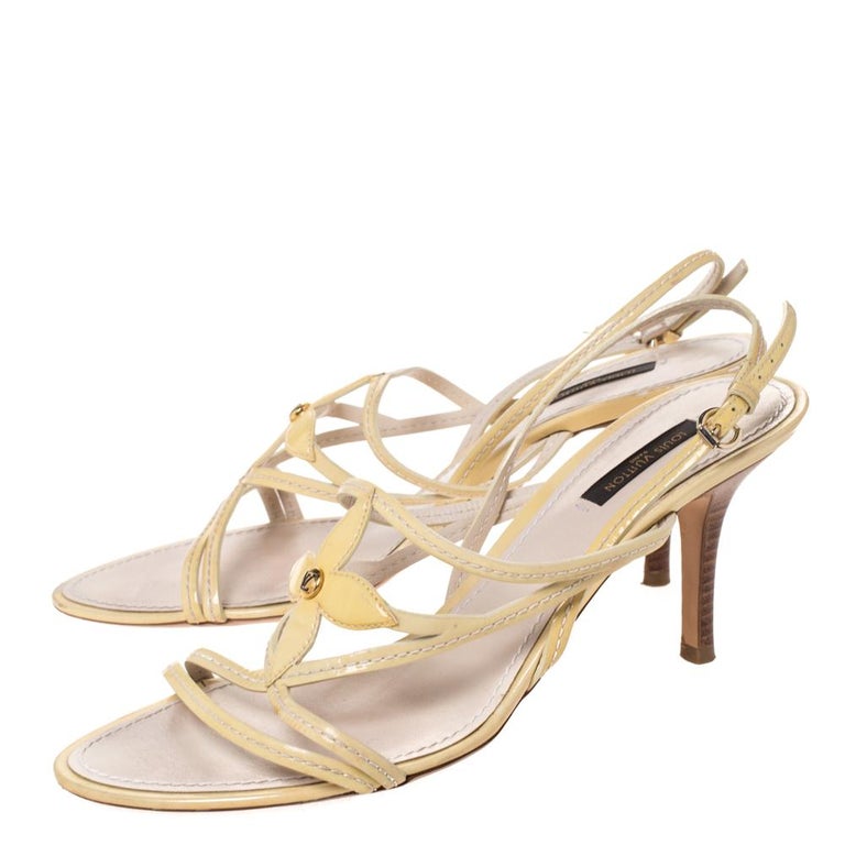 Louis Vuitton, Shoes, Louis Vuitton Muster Yellow Patent Leather Wedge  Sandals Us 6 Eur 3637