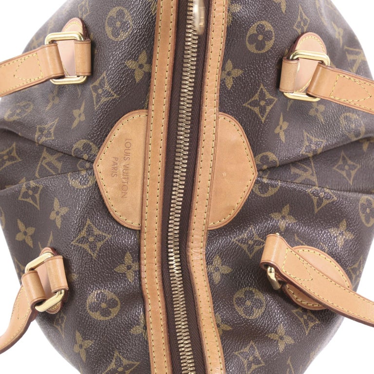 Louis Vuitton Palermo Handbag in Brown Monogram Canvas and Natural