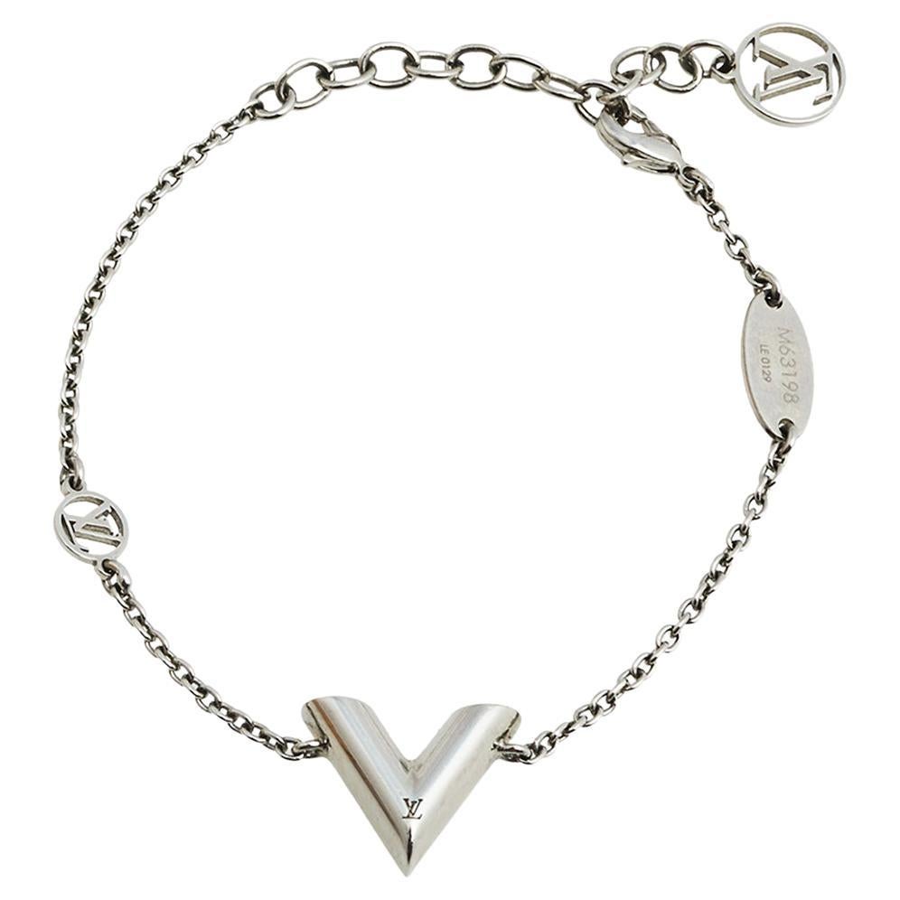 Louis Vuitton LV Chain Links Bracelet Palladium Metal. Size M