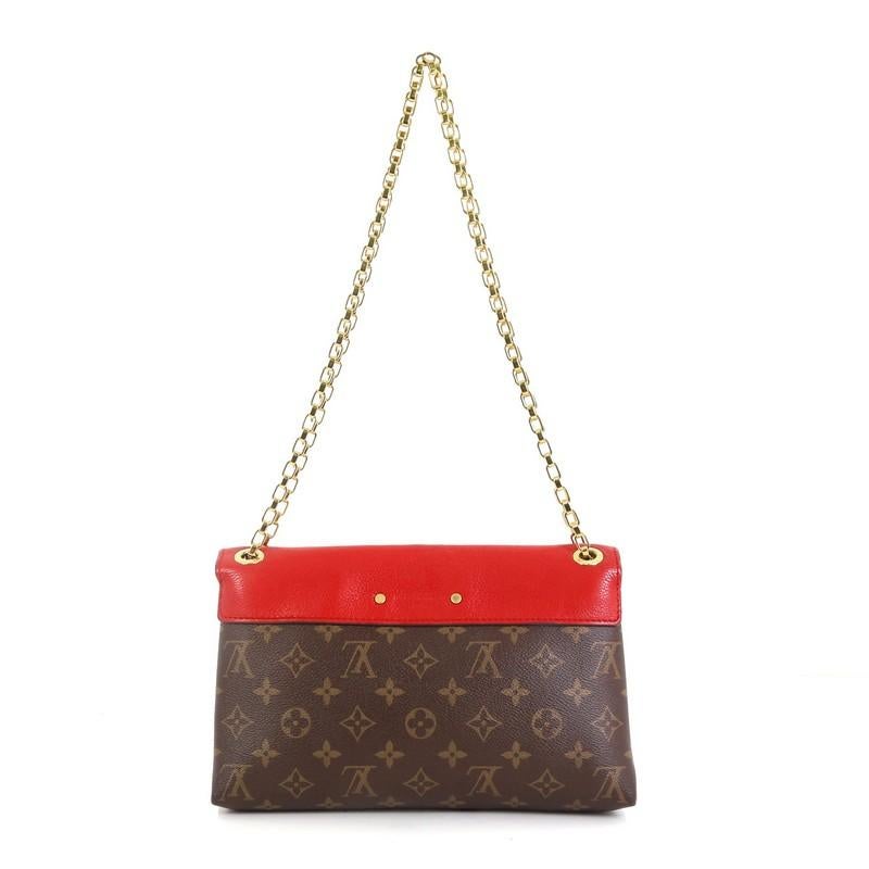 Red Louis Vuitton Pallas Chain Shoulder Bag Monogram Canvas and Calf Leather