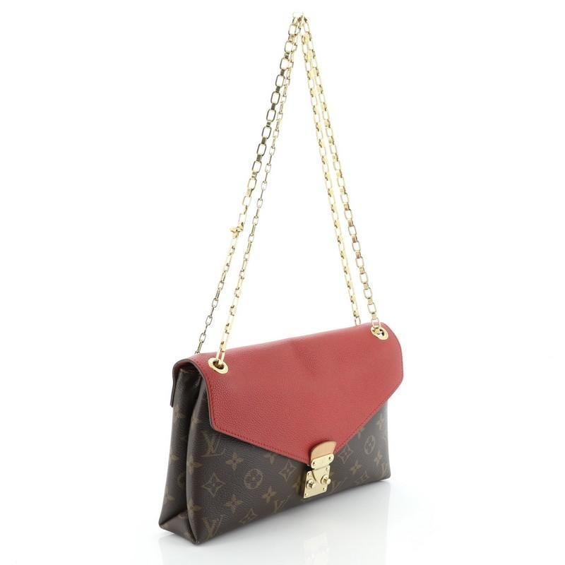Brown Louis Vuitton Pallas Chain Shoulder Bag Monogram Canvas And Calf Leather 