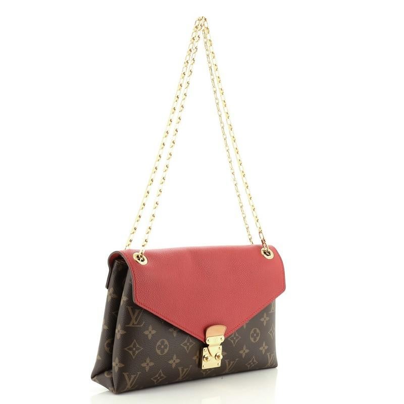 Brown Louis Vuitton Pallas Chain Shoulder Bag Monogram Canvas And Calf Leather