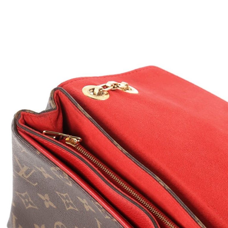 Gorgeous LV Pallas Chain link shoulder bag in Monogram canvas with red  calfskin leather. Est. Ret. $2200 GS $1299 DM us through FB or IG messenger  or, By The Golden Shoestring