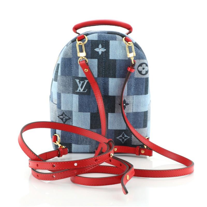 Louis Vuitton Palm Springs Backpack Damier and Monogram Patchwork Denim M In Good Condition In NY, NY