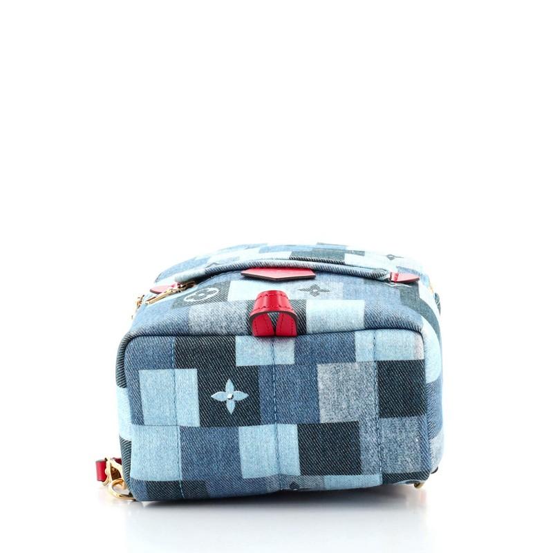 Gray Louis Vuitton Palm Springs Backpack Damier and Monogram Patchwork Denim Mini