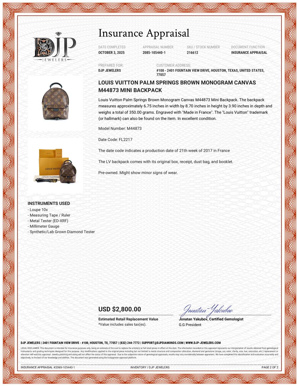 Louis Vuitton Palm Springs Braun Monogramm Canvas M44873 Mini-Rucksack im Angebot 7