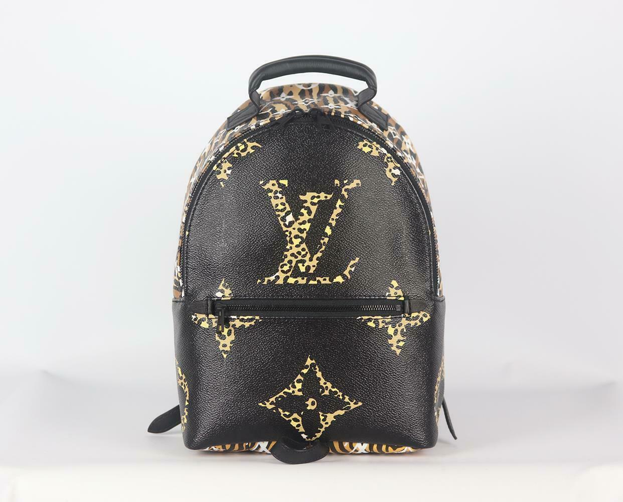 The Louis Vuitton Palm Springs Jungle Giant Monogram emblem is still one of the industry's most enduring logos, this backpack has been made in France from rich leopard-print coated canvas and has durable leather trims, including black hardware and