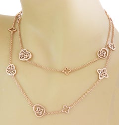 Louis Vuitton, collier long en or rose 18 carats à motifs Pandan Tiff Coeur