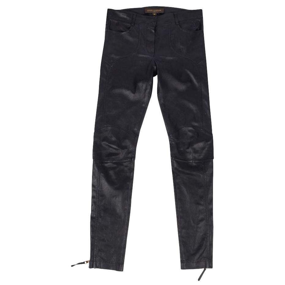 Louis Vuitton Pant Biker  Moto Black Lambskin Leather  38 / 4 For Sale