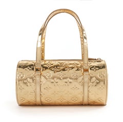 LOUIS VUITTON "Papillion Bedford" Metallic Gold Miroir Vernis Monogram Handbag