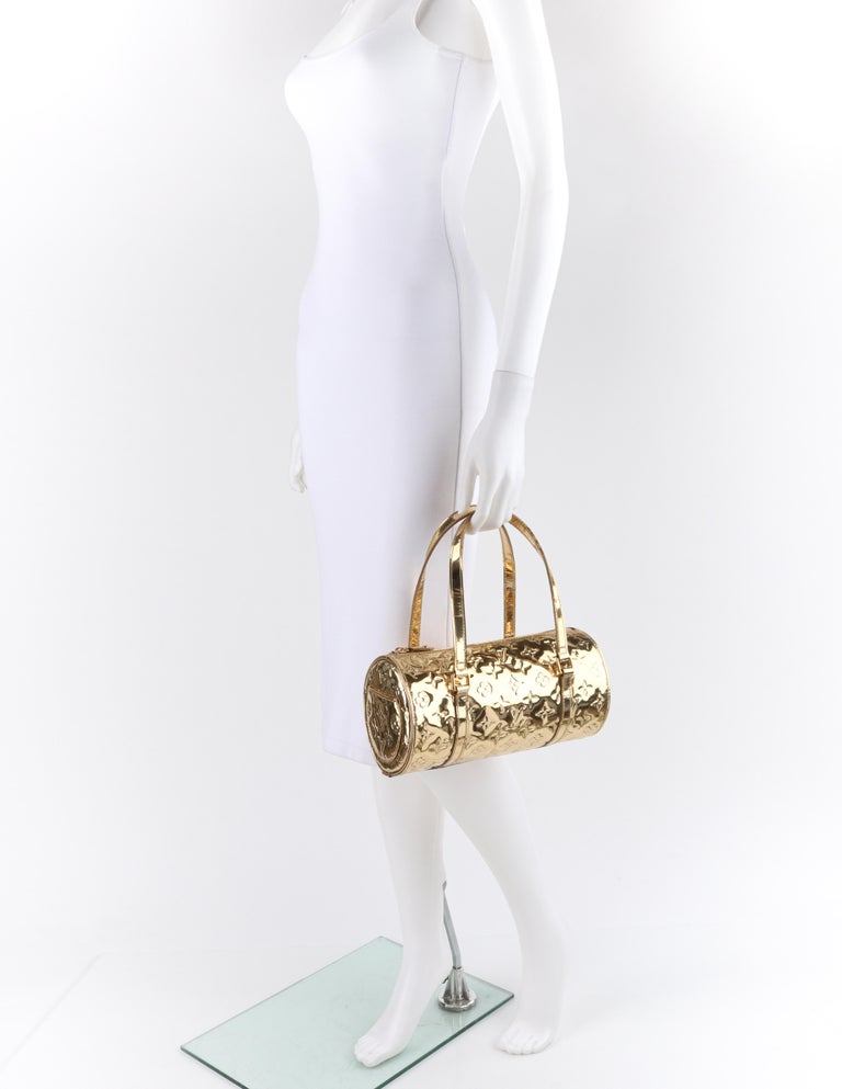 LOUIS VUITTON Papillion Bedford Metallic Gold Miroir Vernis Monogram  Handbag at 1stDibs