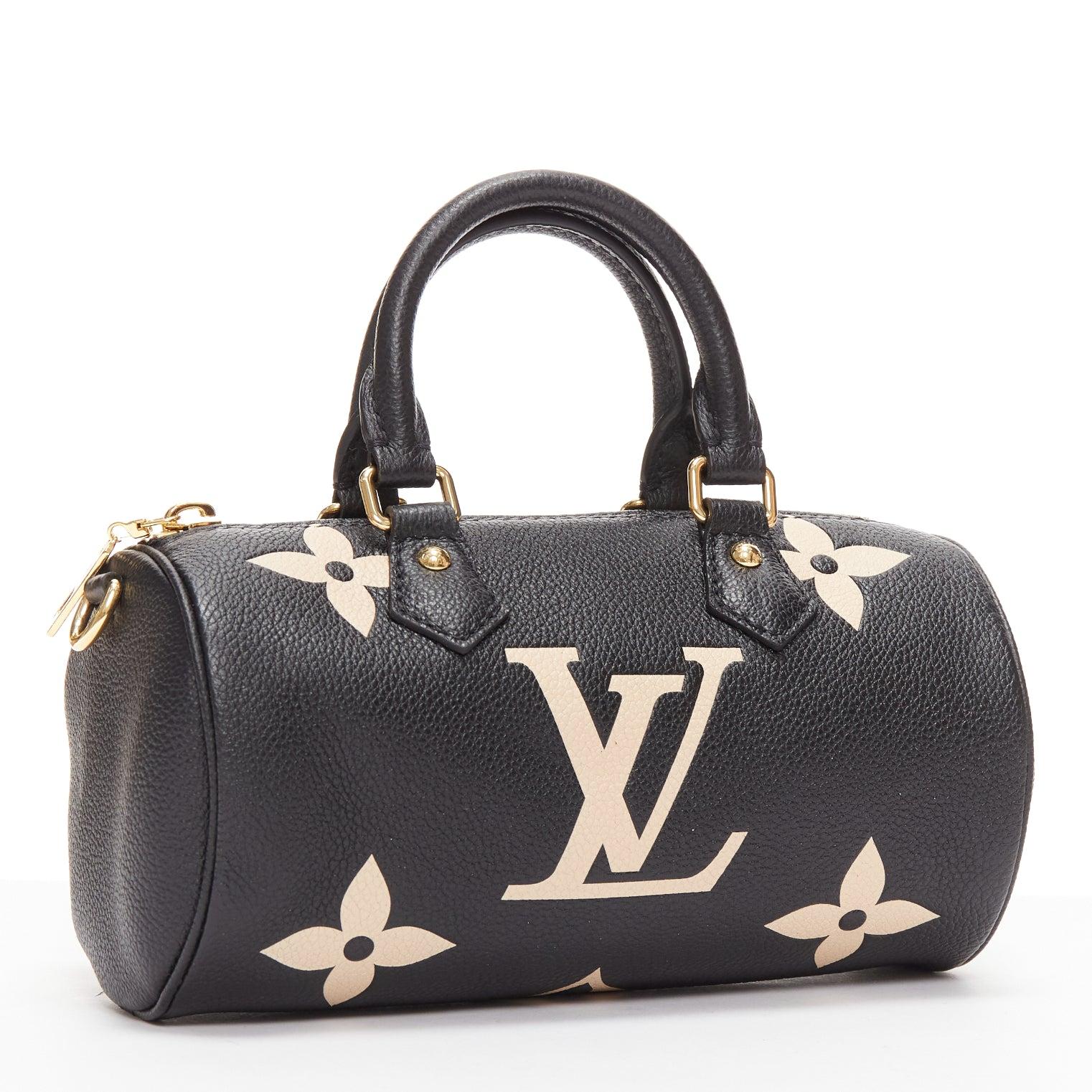 LOUIS VUITTON Papillon BB Giant Empreinte black nude small crossbody duffle bag In Excellent Condition For Sale In Hong Kong, NT
