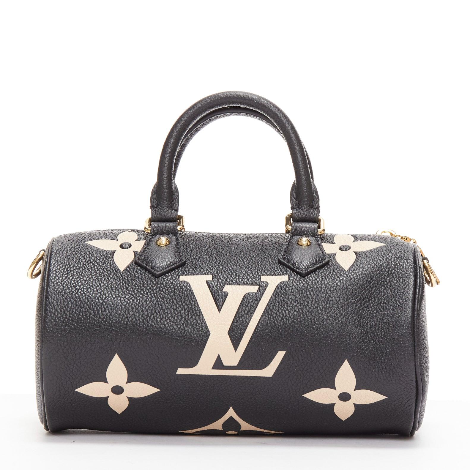 LOUIS VUITTON Papillon BB Giant Empreinte black nude small crossbody duffle bag In Excellent Condition For Sale In Hong Kong, NT