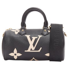 LOUIS VUITTON Papillon BB Giant Empreinte black nude small crossbody duffle bag
