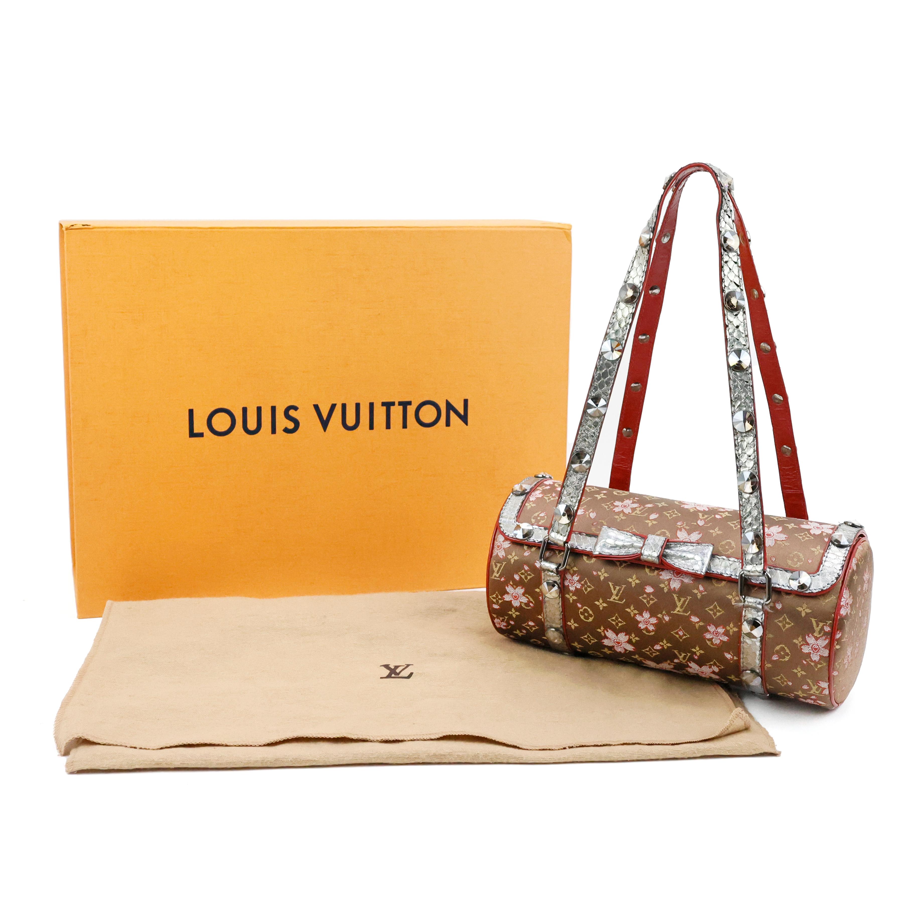 Louis Vuitton Papillon Cherry Blossom Silk Python Monogram Bag For Sale 1