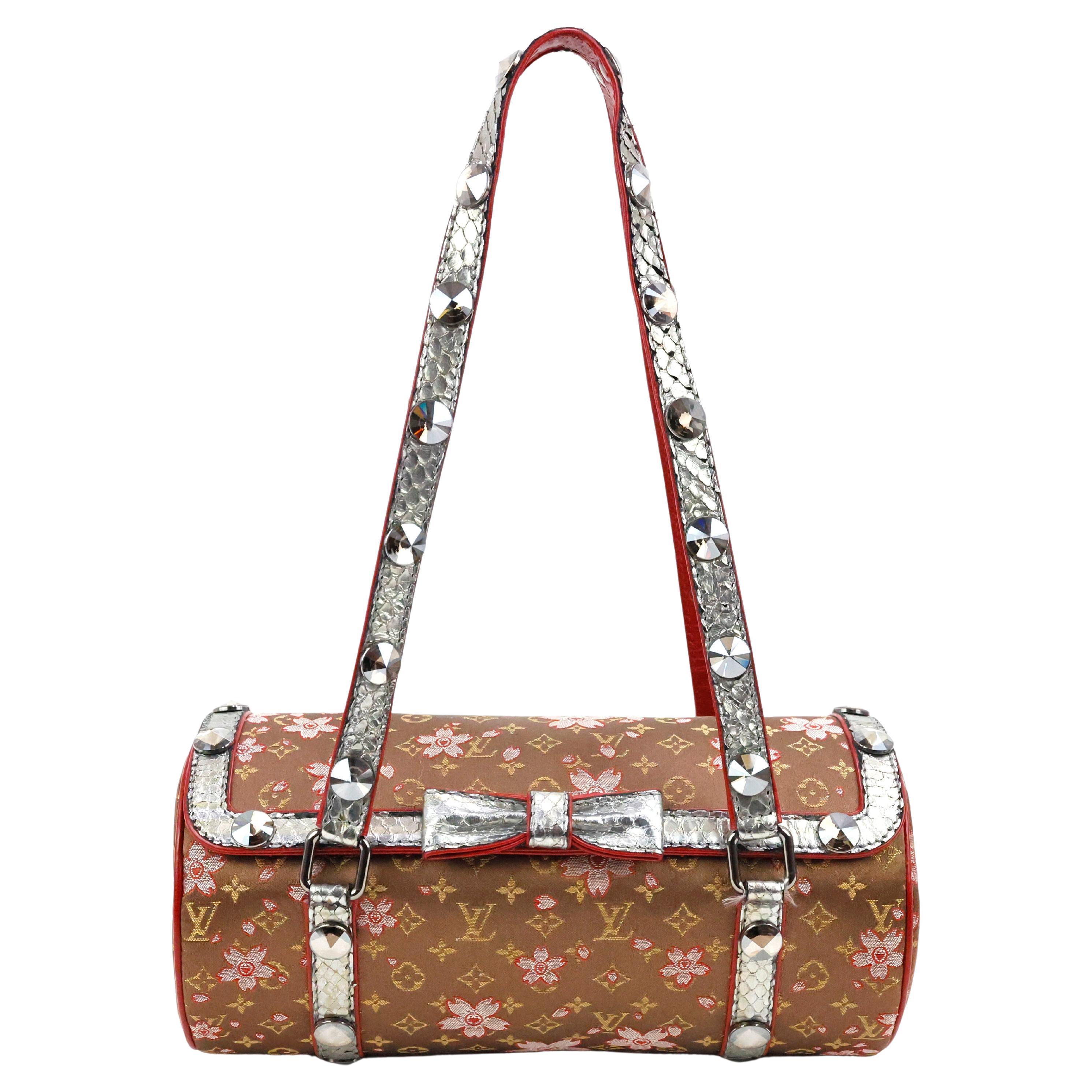 Louis Vuitton Papillon Cherry Blossom Silk Python Monogram Bag