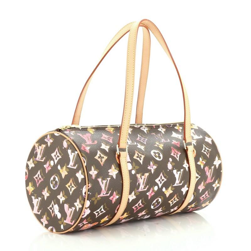 Brown Louis Vuitton Papillon Handbag Limited Edition Aquarelle Monogram 30