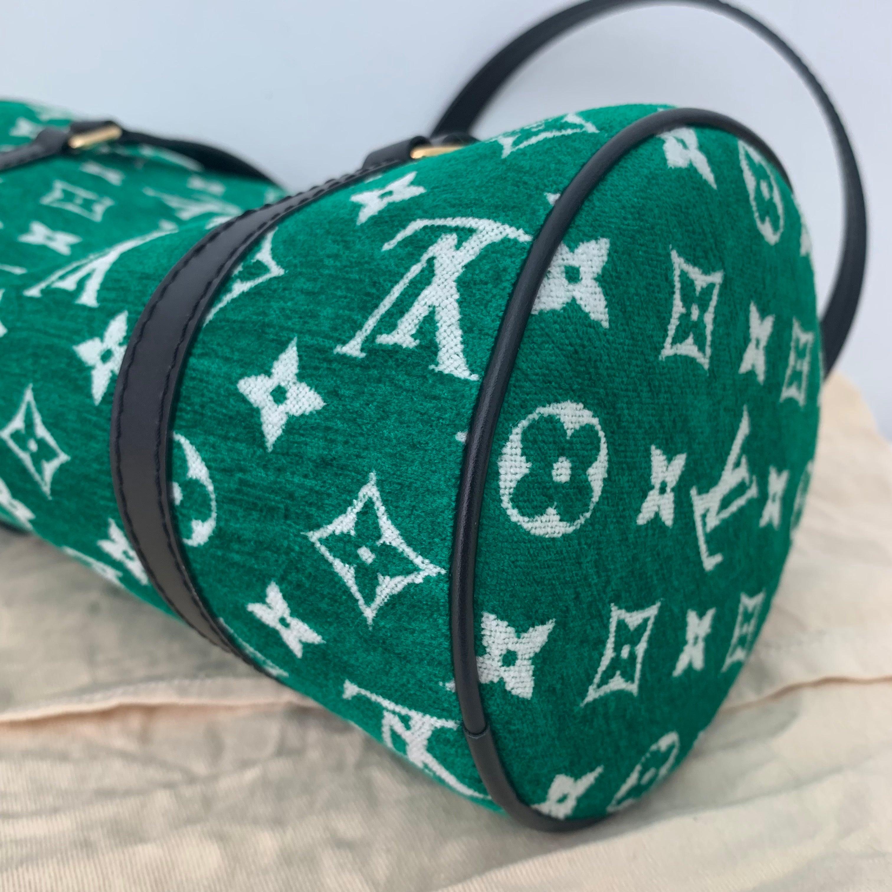 Women's Louis Vuitton Papillon Trunk 26 Green Monogram Velvet and Leather For Sale