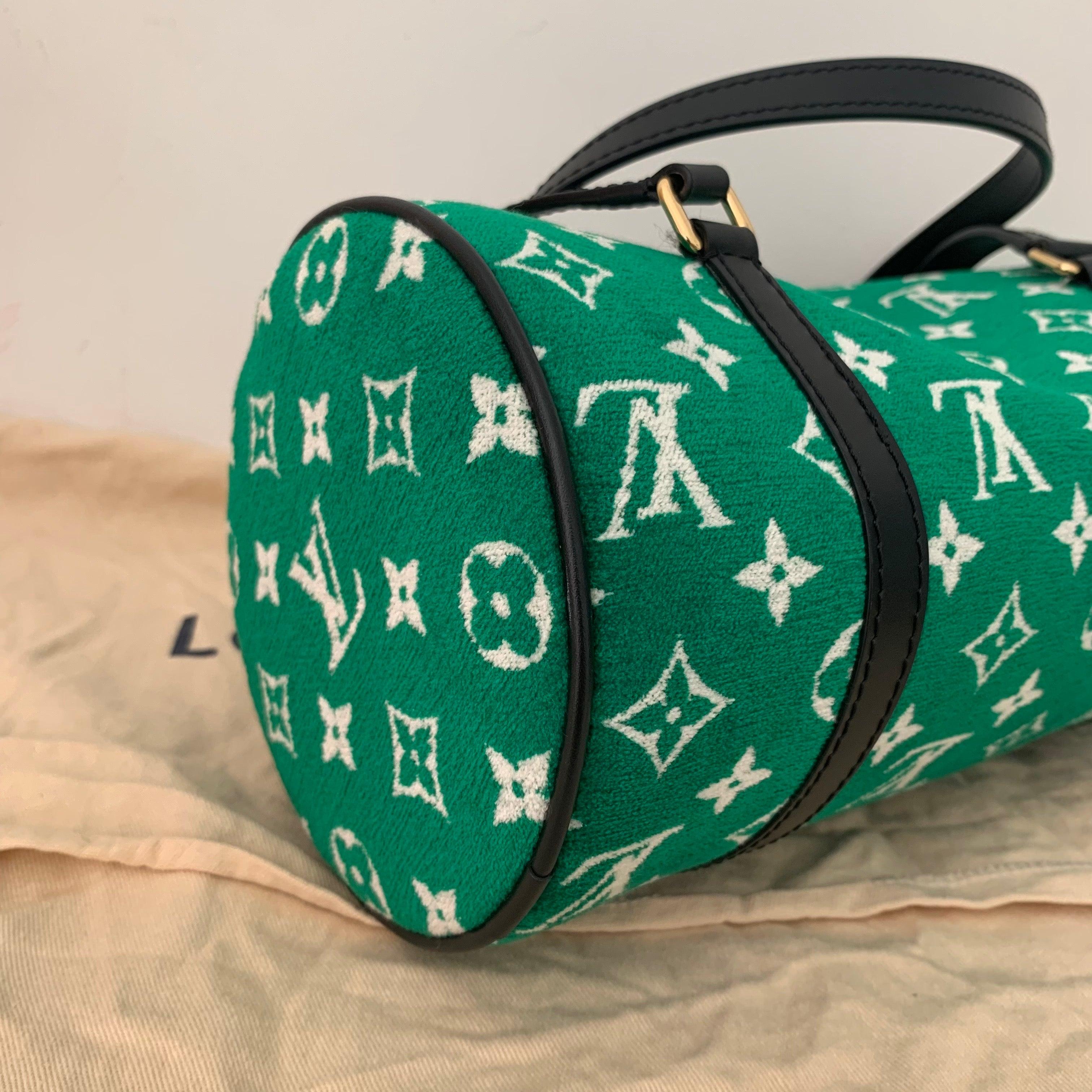 Louis Vuitton Papillon Trunk 26 Green Monogram Velvet and Leather For Sale 1