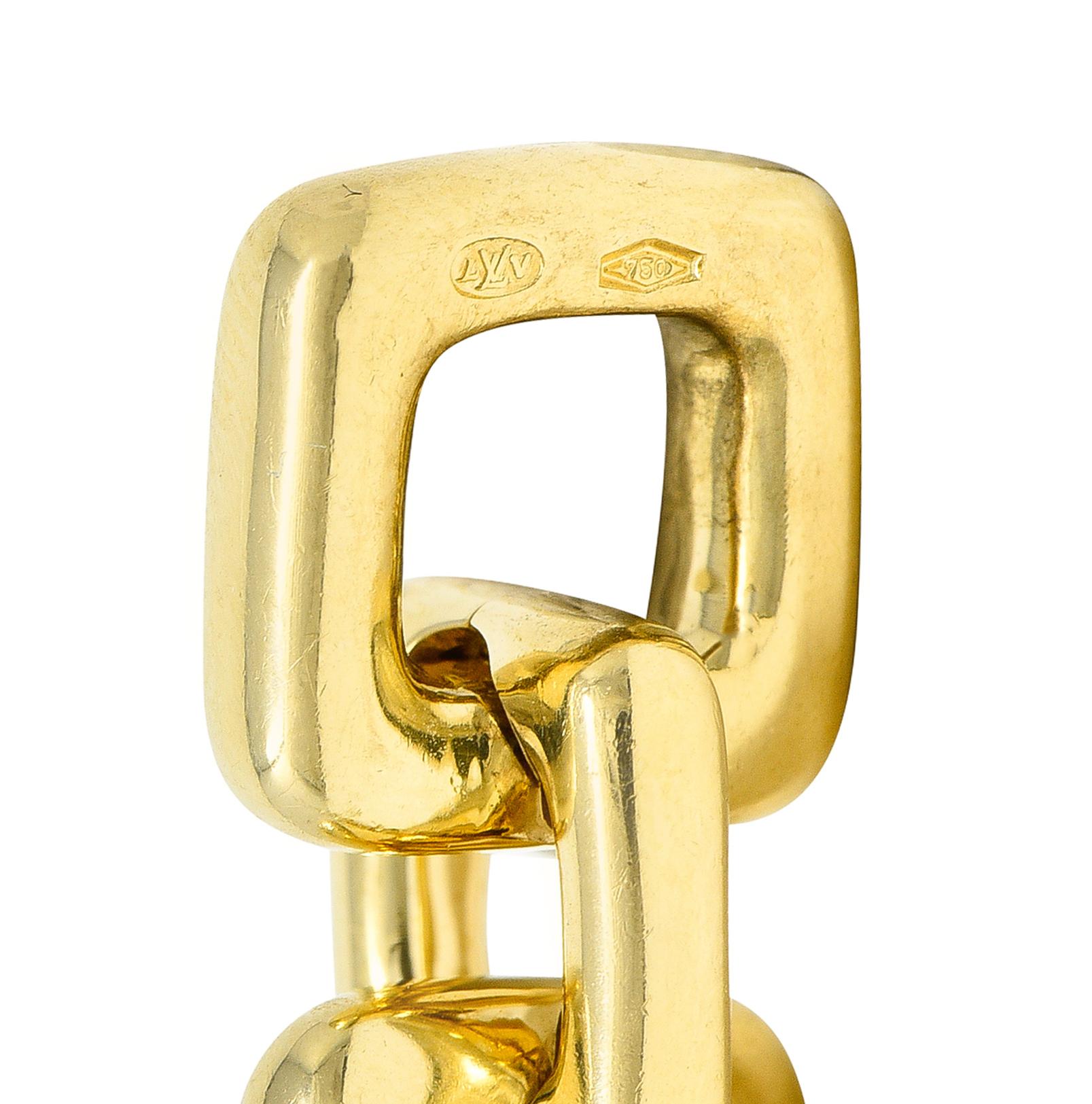 Louis Vuitton Paris 2000s 18 Karat Yellow Gold Square Lock & Key Charm Bracelet 5