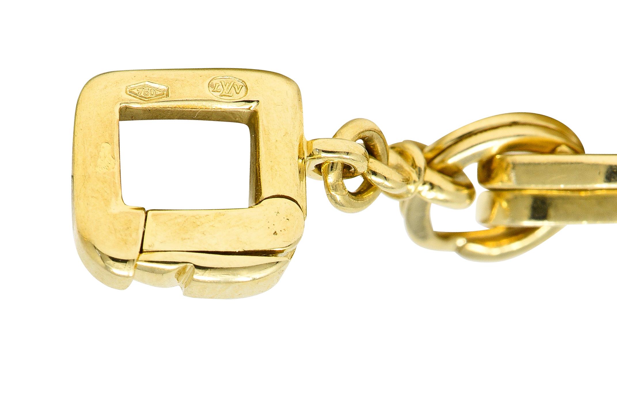 Louis Vuitton Paris 2000s 18 Karat Yellow Gold Square Lock & Key Charm Bracelet 6
