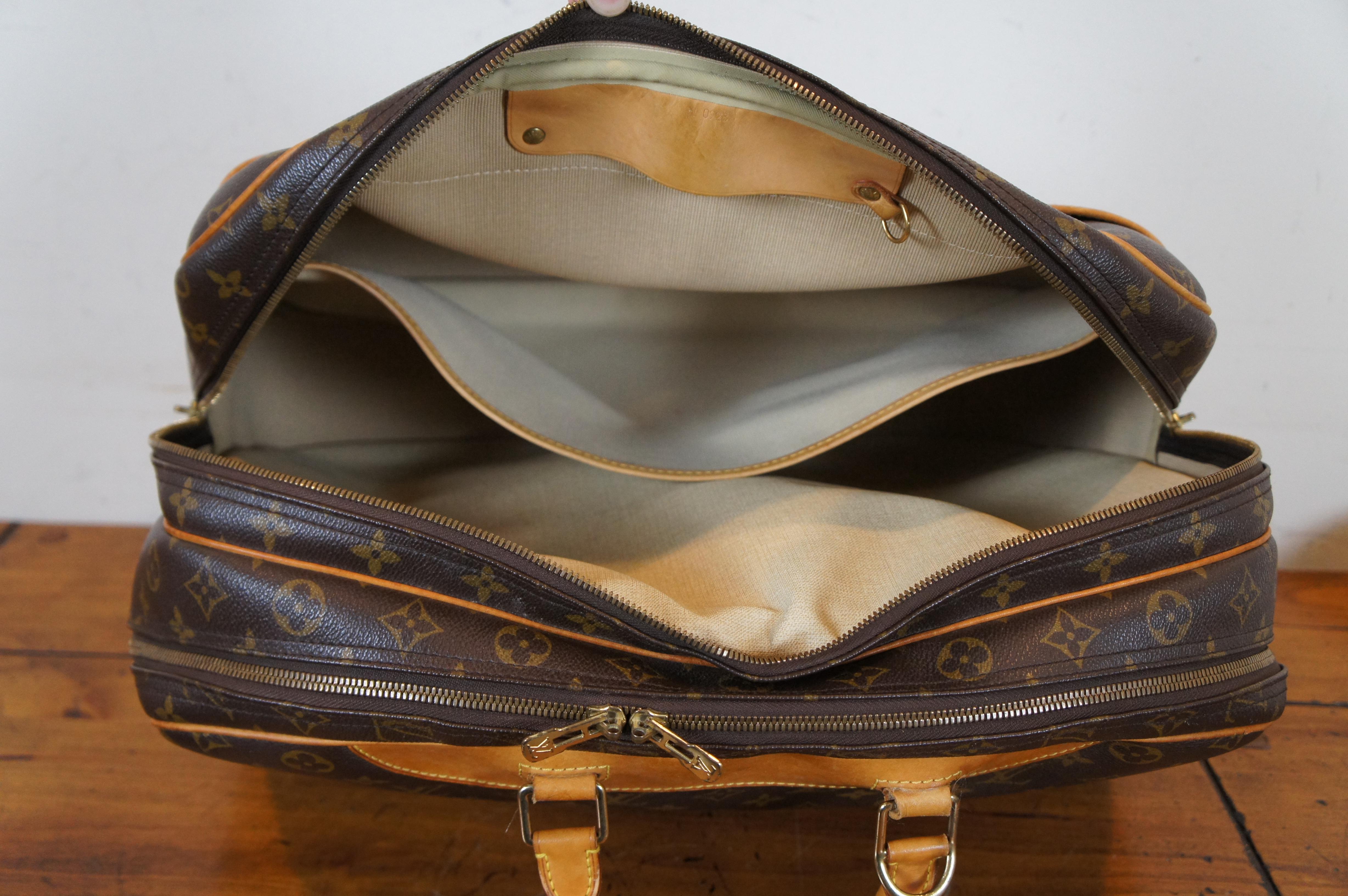 Leather Louis Vuitton Paris Alize 24 Heures Brown Monogram Boston Duffel Travel Bag For Sale