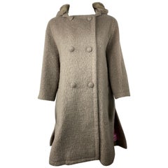 Louis Vuitton Paris Beige Mohair and  Fur Coat Jacket Size 42