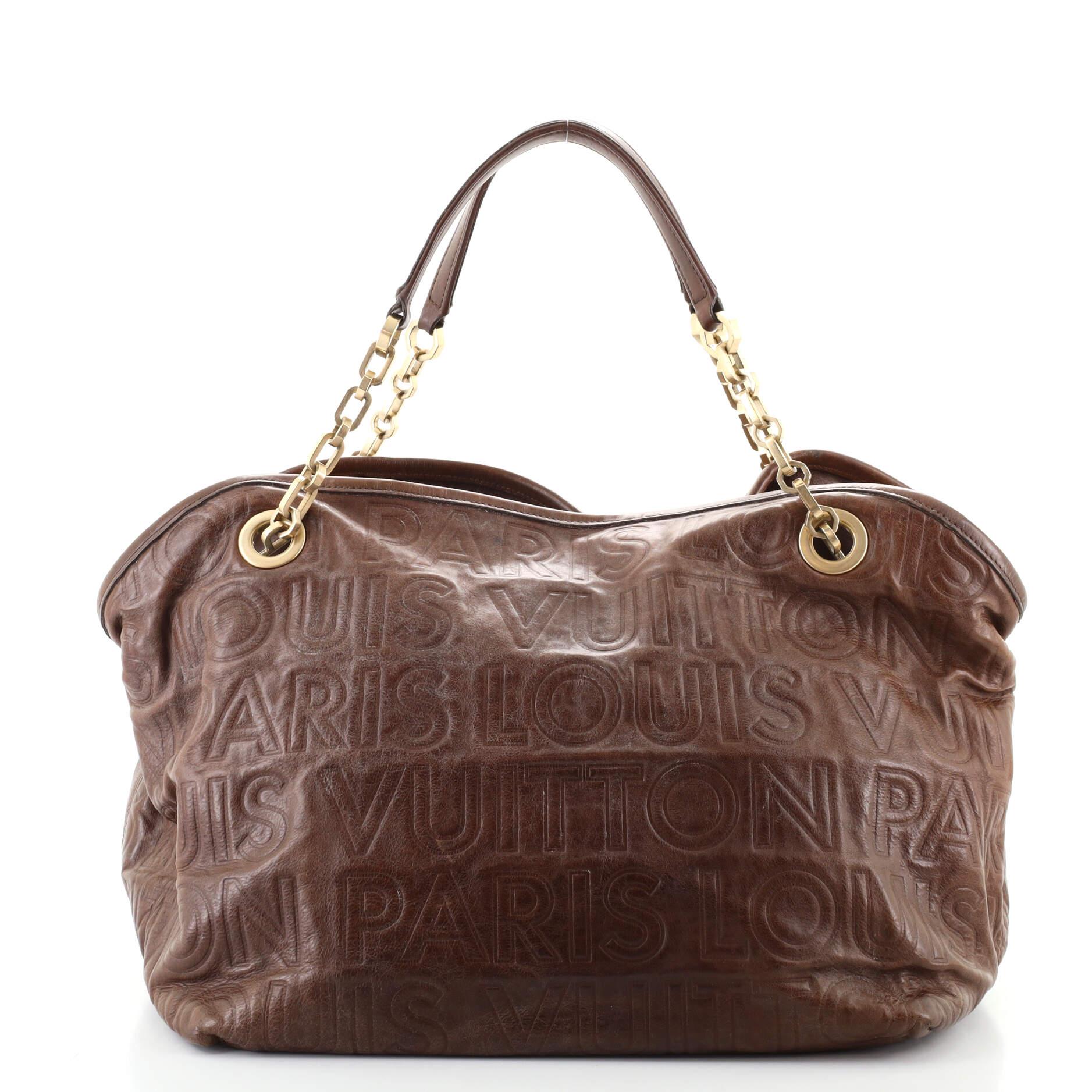 Brown Louis Vuitton Paris Souple Whisper Bag Leather PM