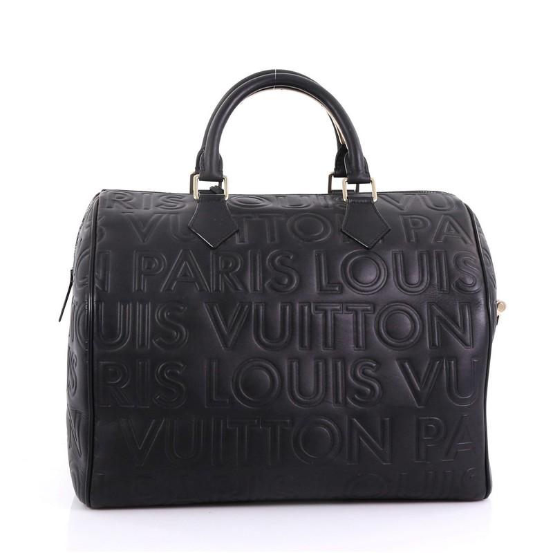 Louis Vuitton Paris Speedy Cube Bag Embossed Leather 30 In Good Condition In NY, NY