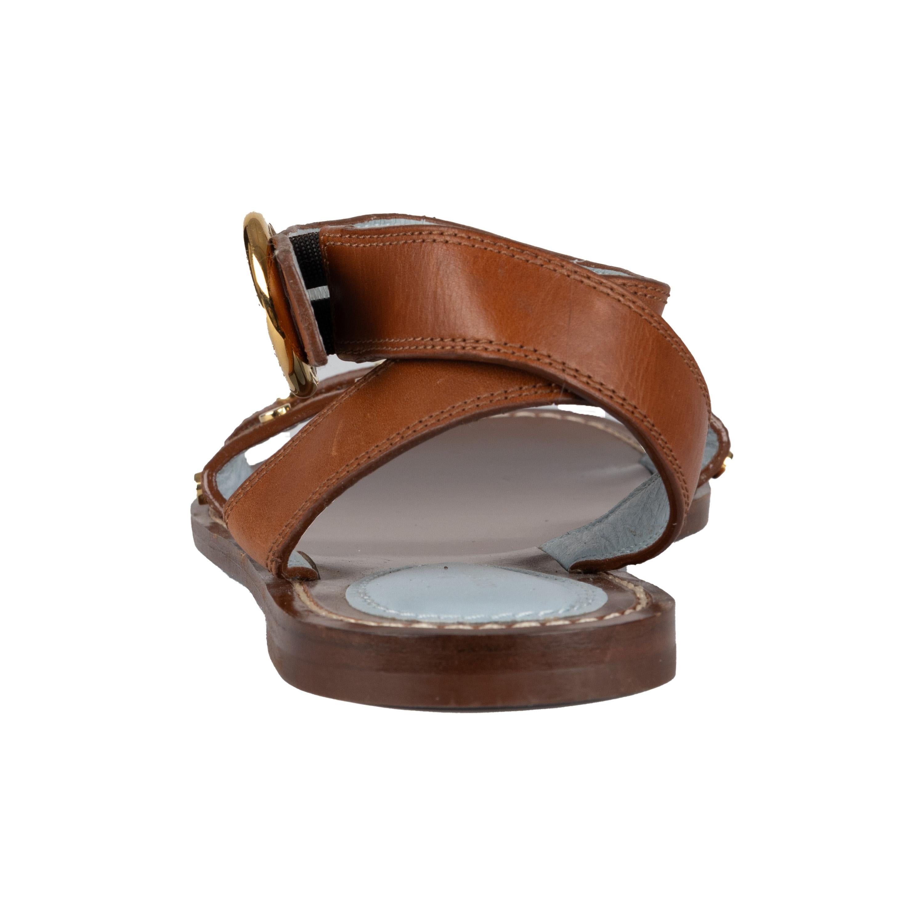 Brown Louis Vuitton Passenger Flat Sandals - '20s For Sale