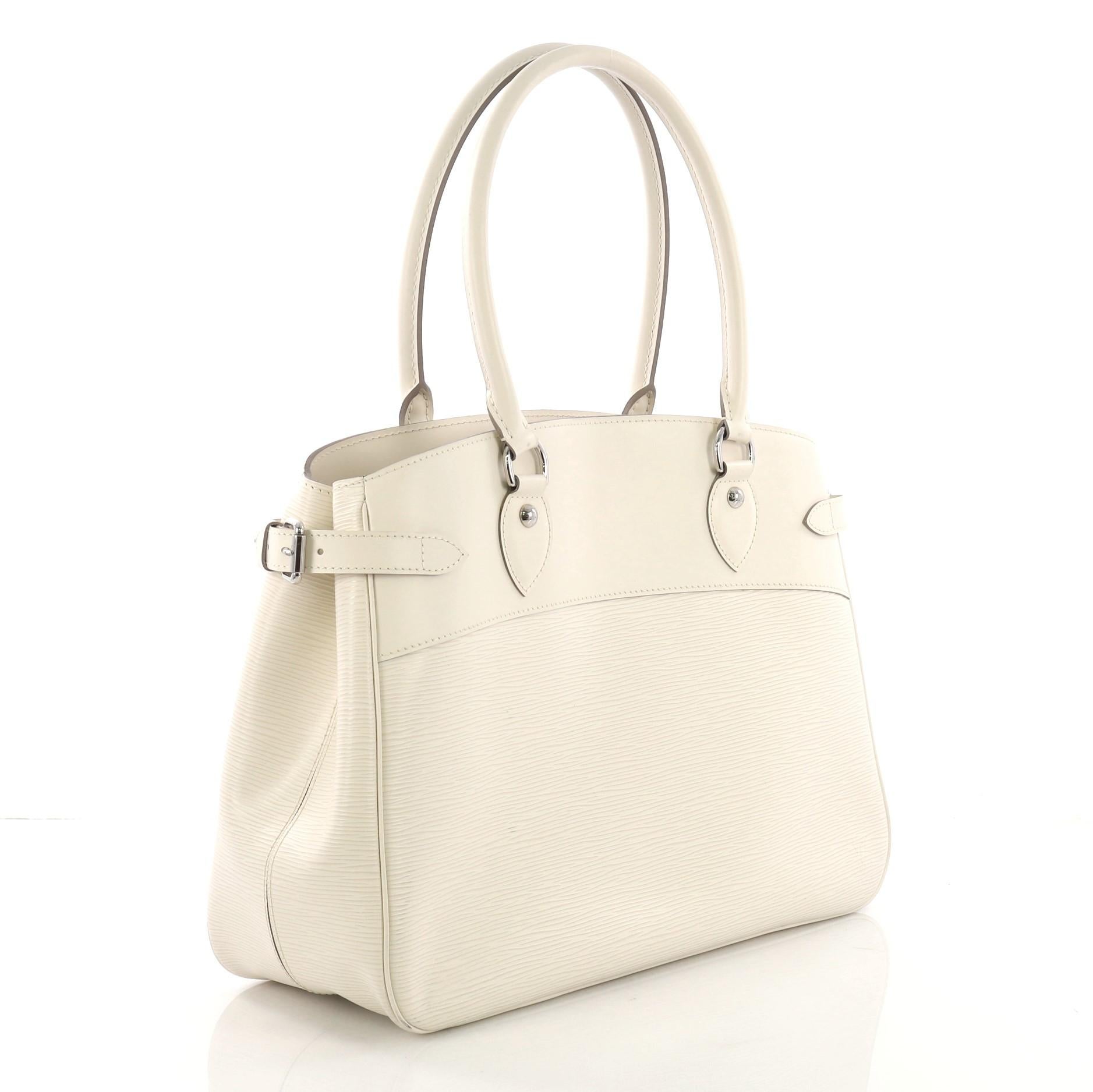 White Louis Vuitton Passy Handbag Epi Leather GM