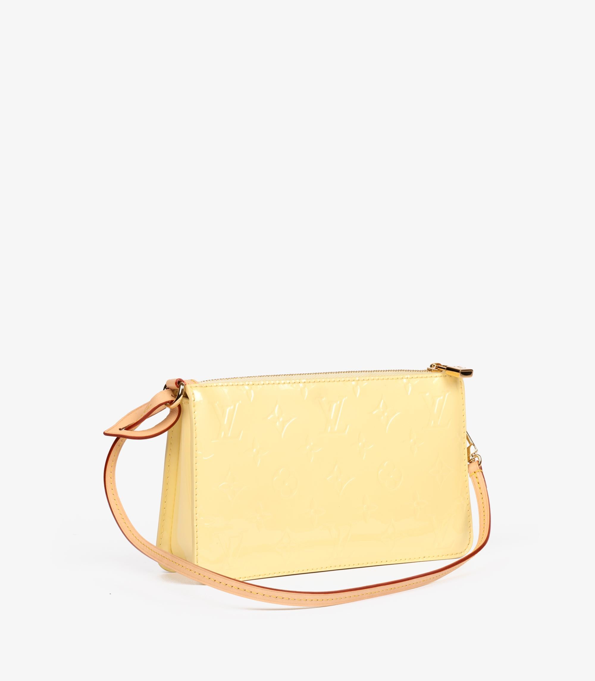 Louis Vuitton Pastel Yellow Monogram Vernis Leather LV Remix Pochette Lexington In Excellent Condition For Sale In Bishop's Stortford, Hertfordshire